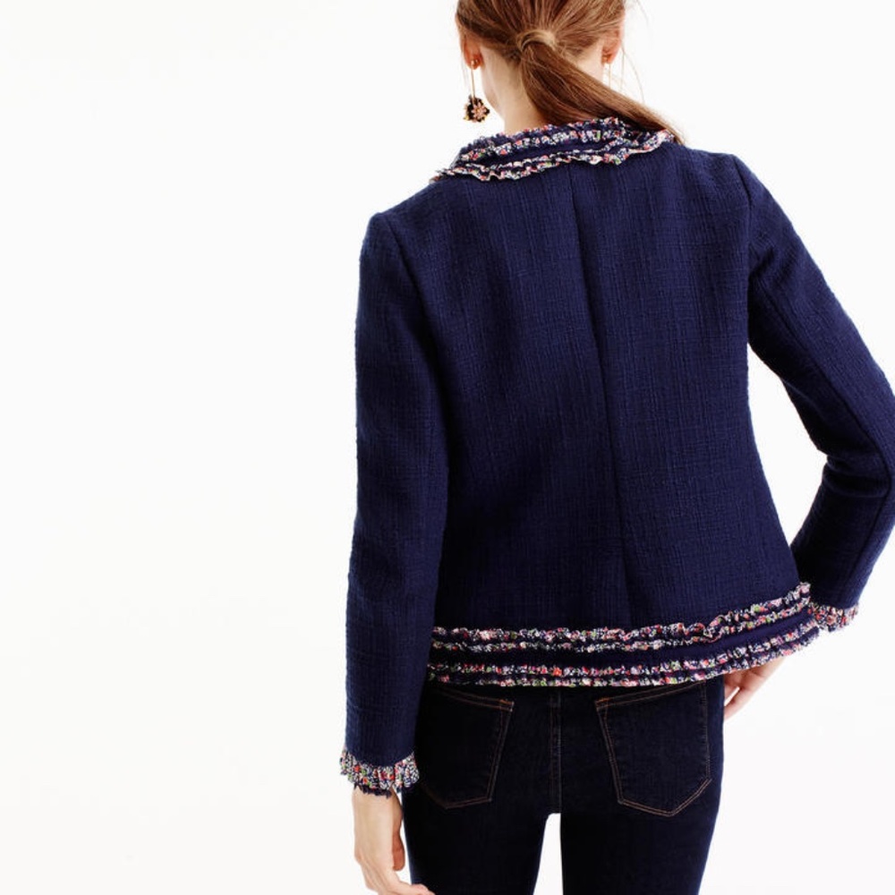 J.Crew Lady Jacket with Liberty Trim Navy Blue Size 8 - Picture 2 of 15